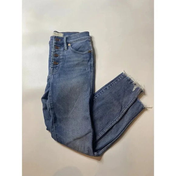 Madewell 10" High Rise Skinny 25P Button Fly Raw Frayed Jean - Picture 1 of 10